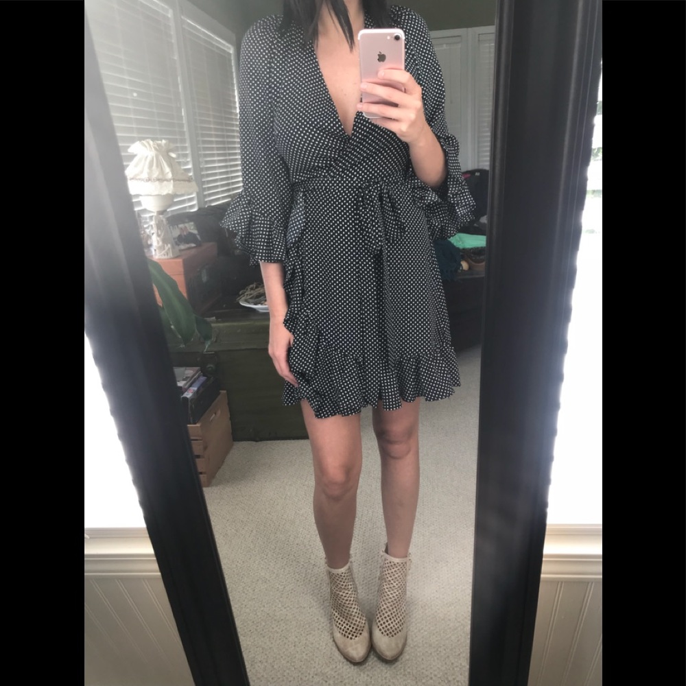 Last day 9/26 BLACK W/ WHITE STARS wrap dress